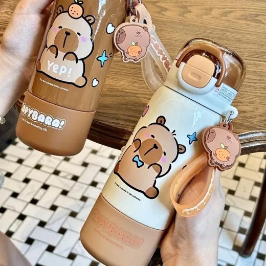 【超市】初和卡皮巴拉系列乐趣保温杯380ML 咖/白（颜色备注） 商品图0