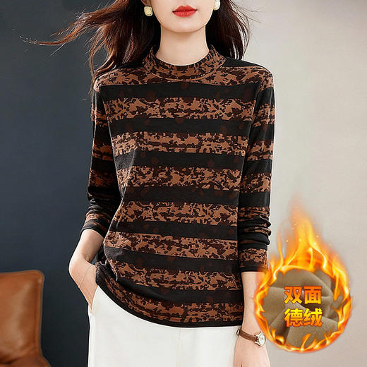 德绒半高领打底衫女冬季新款显瘦遮肚长袖T恤大码宽松内搭上衣胖m 商品图3