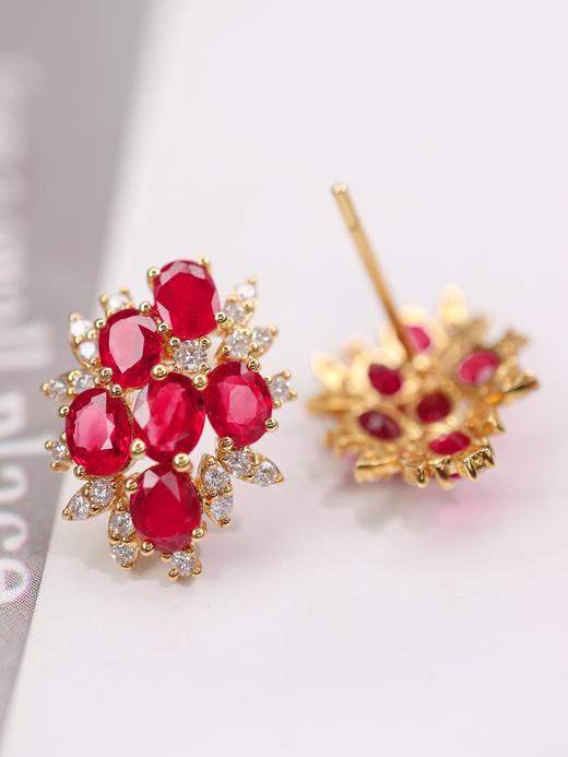 2.7ct刻面红宝石耳钉 商品图2