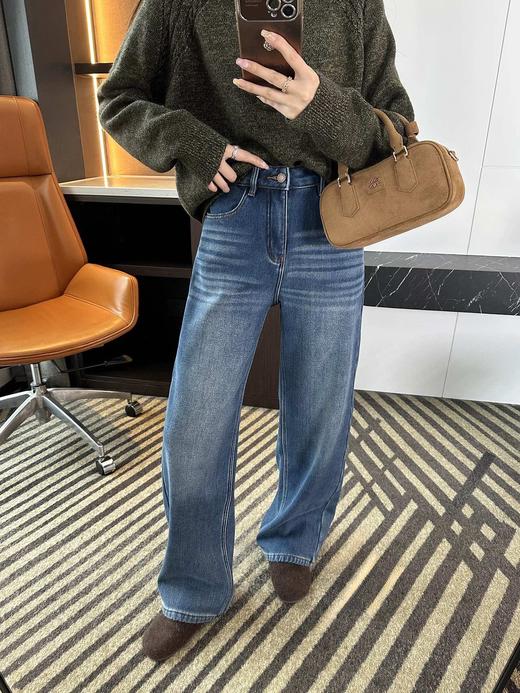 一店k （牛货 真丝羽绒裤！）加绒还这么有版型的裤子！焊我腿上！御寒羊毛真丝羽绒弹力发热一体宽松阔腿牛仔裤 商品图3