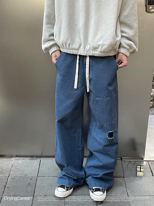 CryingCenter 水洗做旧补丁弯刀裤宽松法工裤 哭喊中心 商品图5