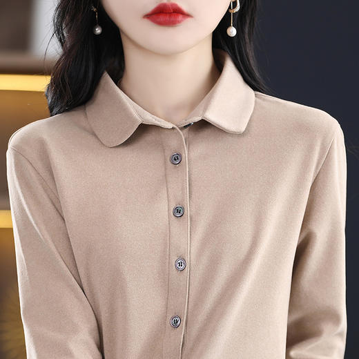 百媚生 加厚双面德绒衬衫女秋冬磨毛上衣ZW8235 商品图4