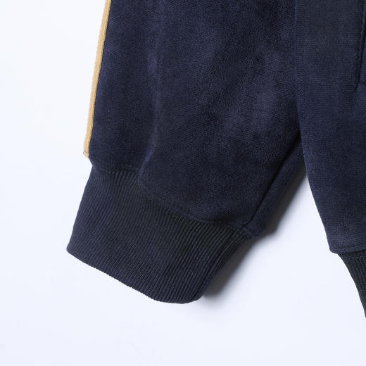 WT234SDSA男士秋冬新款痞帅男装美式潮牌绒面撞色织带拉链立领卫衣外套 商品图4