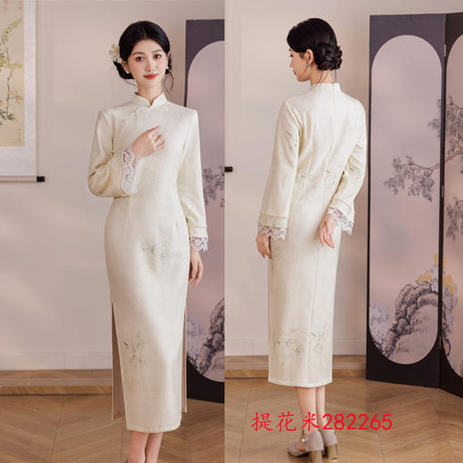 GX时尚改良新中式长款倒大袖拼接少女款旗袍2025冬新款日常可穿旗袍 商品图1