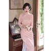 GX粉色旗袍2025新款中式冬季改良订婚裙加绒加厚茶服保暖国风旗袍裙 商品缩略图2