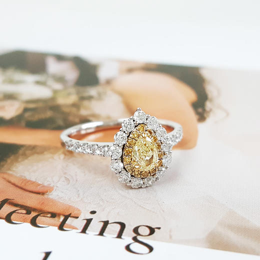 【天然正品】AU750白金简约时尚水滴型0.30克拉钻石戒指13号（皆取最大值） 101225TJ19 商品图2