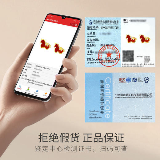 Winy S925 银红运金驹镀金耳饰 红玉髓 + 合成立方氧化锆 新年好运款 附证书 商品图4