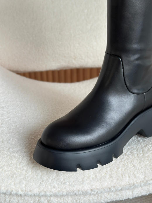 1222-3 渠道货 秦岚同款 GR头层小牛皮 超轻发泡厚底 炒鸡软糯高筒靴  长靴 商品图3