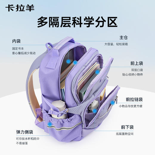 卡拉羊26.4L/30.4L中学生5维减负防下坠护脊风琴书包大容量双肩包畅想派 CX5549/L 商品图6