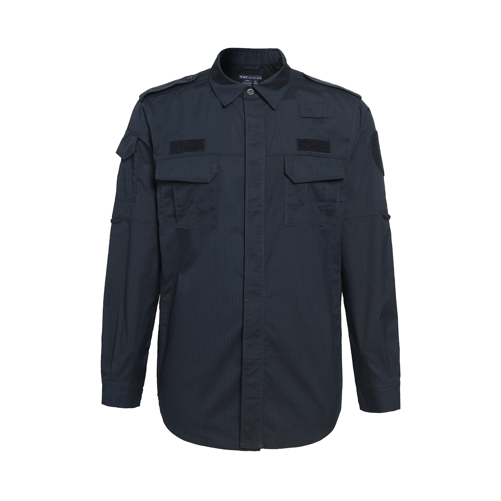 夏季作训服上衣-薄款长袖-弹力格子布-藏蓝色