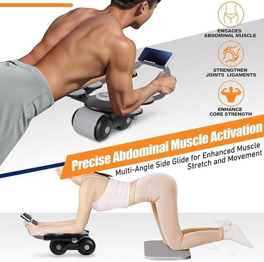 欧洲 Avilluna 腹部训练器 腹肌滚轮自动回弹 带4个肘部支撑 计时器 平板支撑器 商品图2