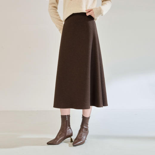 丁摩秋冬0压感软糯含羊毛醋酸气质佰搭A字高腰垂感加厚半身裙ALW25607 商品图0