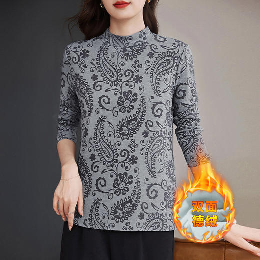 双面德绒半高领打底衫女士内搭新款冬季大码长袖t恤加厚保暖上衣 商品图4