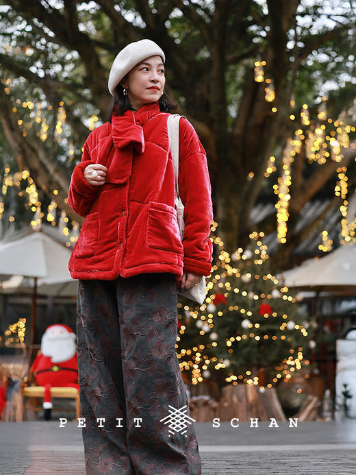 PETIT SCHAN小闪 CLO#1004 Flowering vine 花蔓 意大利刺绣亚麻染色直筒阔腿裤 商品图3