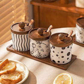 摩登主妇调料罐套装组合陶瓷盐罐厨房家用辣椒猪油罐子调味料瓶罐