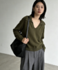 克什米尔绿V领毛衣，Polo领+V字挖空的组合，显高显瘦，温柔又慵懒气质 商品缩略图2
