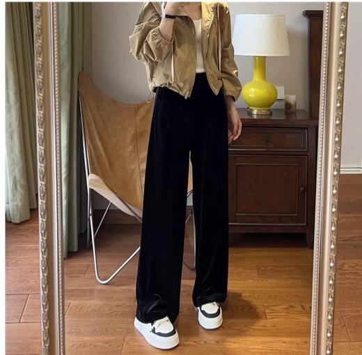 直发【断码薅羊毛】 加厚加绒 复古范金丝绒裤子 阔腿裤 商品图4