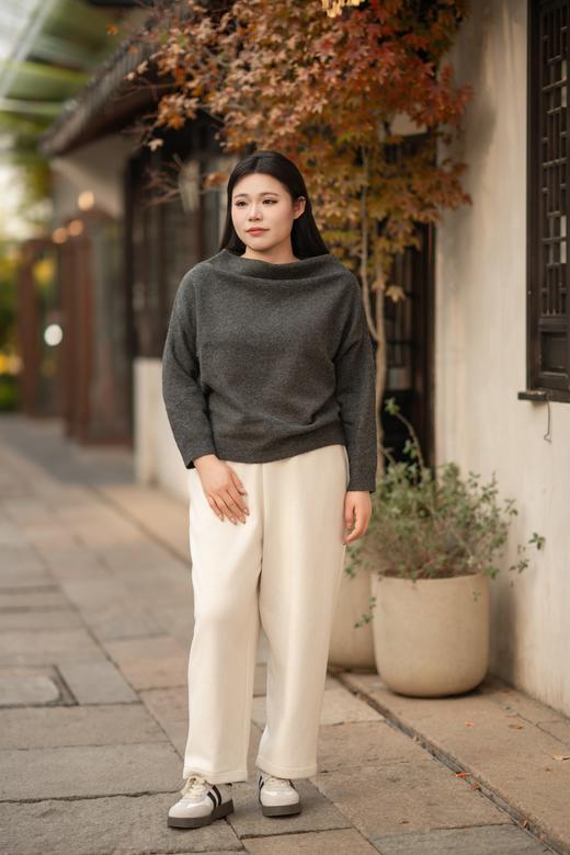 10天发货【绵羊毛混纺大领口毛衣】套头款，宽松温柔范儿~领口斜拉/平拉作斜肩、一字领穿法，成分:58.8%腈纶33.5%聚酯纤维6.1%绵羊毛1.6%氨纶 商品图8