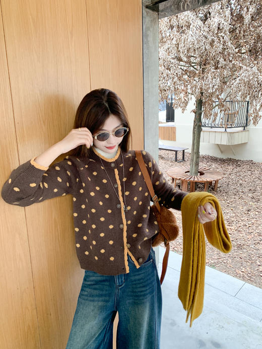 <曾小咸推荐>现货秒杀 ！微信超特价！复古波点毛衣开衫 日常209.99 立减120 秒杀89.99！！ 商品图10