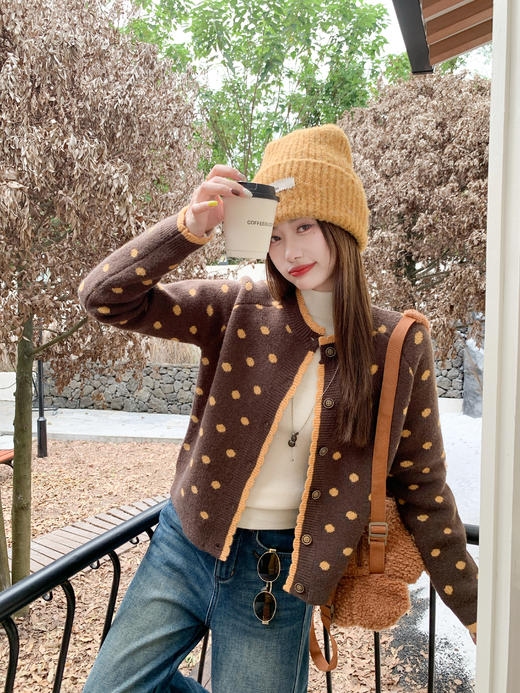 <曾小咸推荐>现货秒杀 ！微信超特价！复古波点毛衣开衫 日常209.99 立减120 秒杀89.99！！ 商品图12