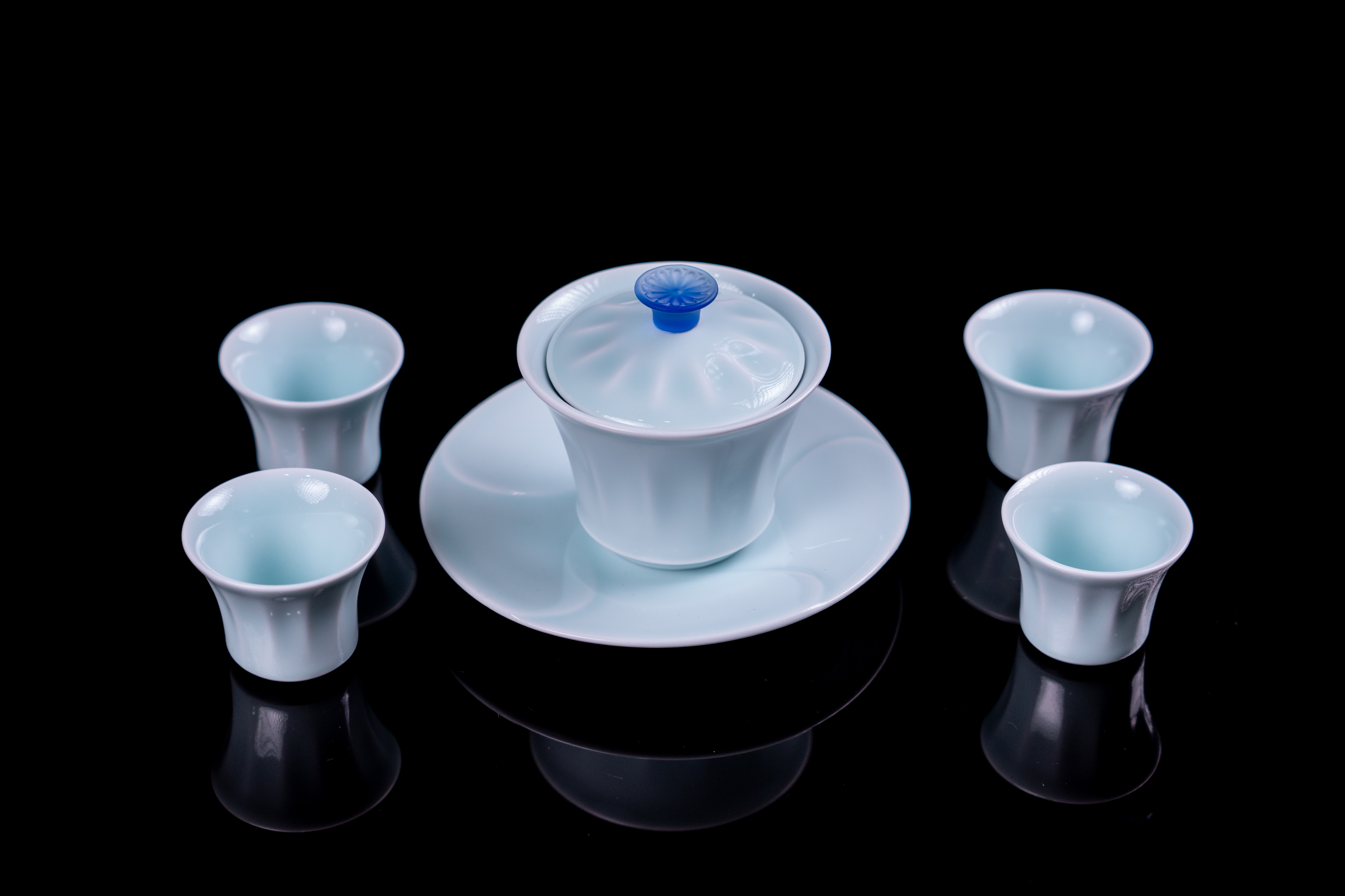 炫彩生花·青瓷盖碗茶具