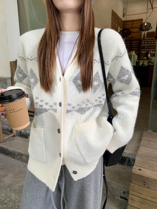 <曾小咸推荐>现货秒杀 ！微信超特价！韩系提花v领毛衣开衫 日常219.99 立减120 秒杀99.99！！ 商品图6