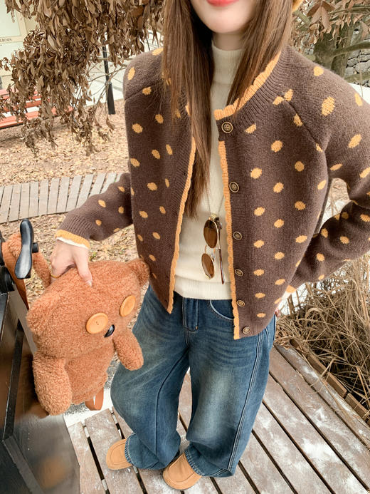 <曾小咸推荐>现货秒杀 ！微信超特价！复古波点毛衣开衫 日常209.99 立减120 秒杀89.99！！ 商品图6