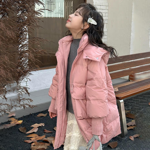 直发【喜慕7183】断码特价， 罗纹袖品女童中长款羽绒服，厚羽绒 商品图2
