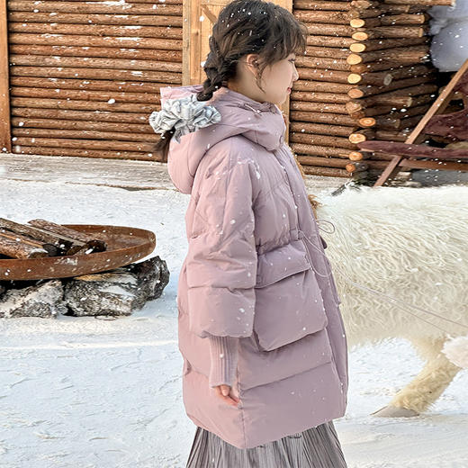 直发【喜慕7183】断码特价， 罗纹袖品女童中长款羽绒服，厚羽绒 商品图8