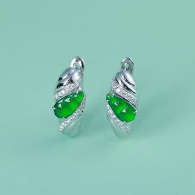 【三生有幸】翡翠三荚豆耳坠-EZ12404006M