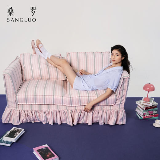 法式V领』桑罗泡泡袖睡衣桑蚕丝女士短袖短裤家居服套装 商品图2