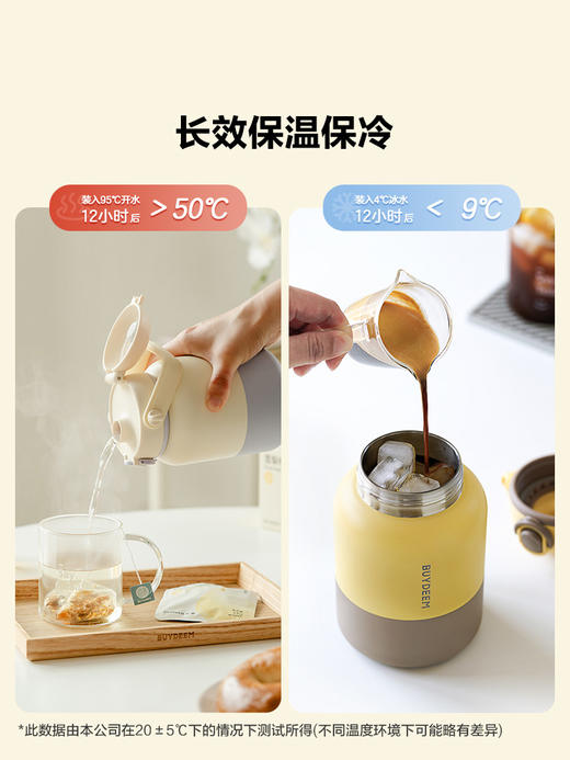 北鼎吨吨保温杯吸管保冷高颜值316L不锈钢大容量便携式水杯新品 商品图3