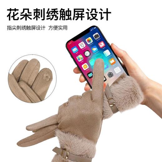 冬季手套女加绒加厚鹿皮绒保暖手套男触屏手套户外防风骑行手套女 商品图2