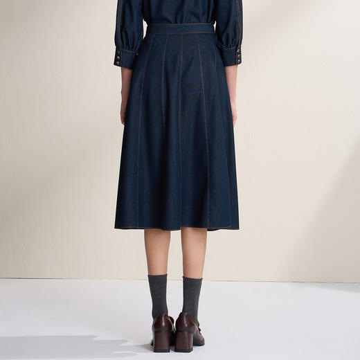 EITIE爱特爱高腰a字显瘦百搭仿牛仔面料2026春季新款半身裙A2606111 商品图4