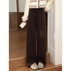 鹿向南「焦糖陷阱」美拉德咖色直筒休闲裤女冬季垂感高腰显瘦长裤
