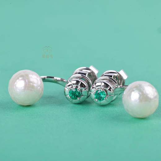 【绚美】祖母绿刻面珍珠耳钩-ZZ12408021 商品图1