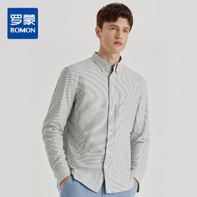 罗蒙男士长袖条纹衬衫时尚休闲舒适有型百搭日常简约长袖衬衣