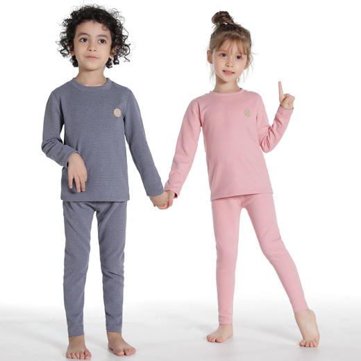 【柔软锁温，舒适好穿】秋冬新款儿童条纹家居服暖绒套装男女童秋衣秋裤保暖内衣套装 商品图1