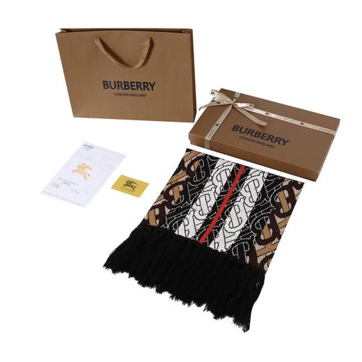 标识拼色条纹羊绒🧣围巾棕色！ 商品图0