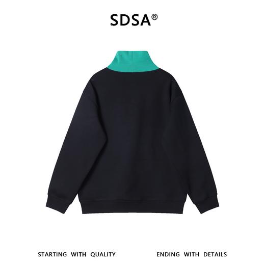 WY1544SDSA秋冬新款痞帅男装美式拼接撞色刺绣字母倒三角立领卫衣百搭 商品图5