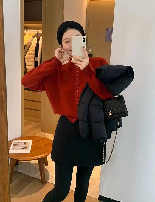 D122453冬季时尚直筒羊毛毛呢设计感口袋开叉显瘦气质半身裙 商品图11