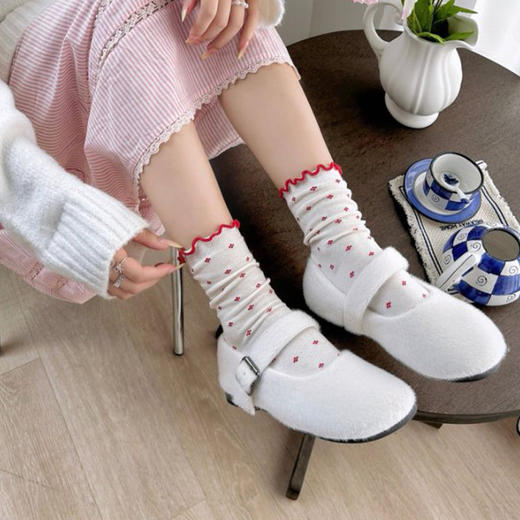 基础-简约韩系点点木耳边袜子-纪念日百货门店同款168996761 商品图4