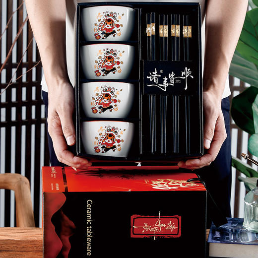 【马年限定❗️国风陶瓷餐具套装】国风彩绘，高温烧制，健康环保，古典美观大气！新年礼物元旦公司年会活动礼品伴手礼实用送客户礼盒碗筷筷子定制 商品图3