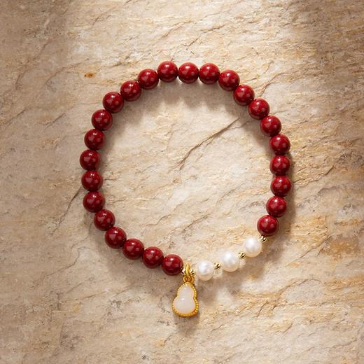 【红颜·红玛瑙朱砂手串】朱砂手串女本命年平安葫芦平安扣手链福禄淡水珍珠串珠子手饰品 商品图5