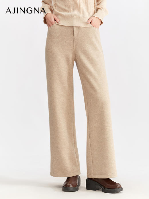 【商场同款】阿菁娜冬季新款简约感驼色长裤立体剪裁显腿直侧袋设计通勤松弛感氛A30D110109 商品图4