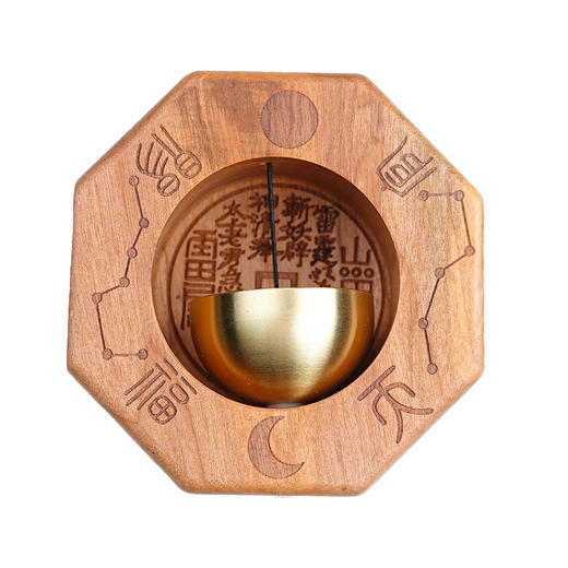 雷桃木山gui花钱铃铛门挂木雕太极八gua复古门铃家居摆件 商品图4