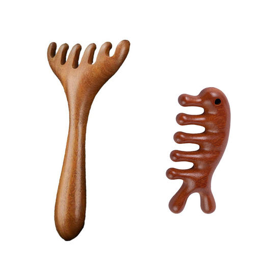 【疏通神器❗️五爪头部按摩经络梳子】手柄圆滑可点按穴位，宽齿耙更舒适，爪头雨滴设计不伤皮肤，抓头光滑圆润，养生头疗工具天然檀木头皮鹿角刮痧QQ 商品图7