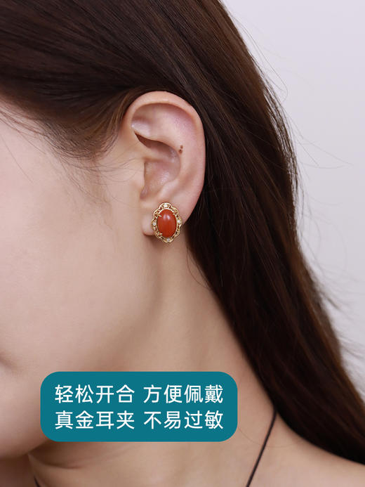 【挚友限定】赤韵 18k金南红耳夹 商品图3