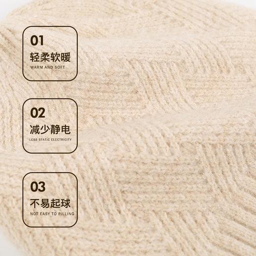 冬季双层加绒加厚针织帽子女纯色羊毛保暖防风护耳套头翻边毛线帽 商品图2