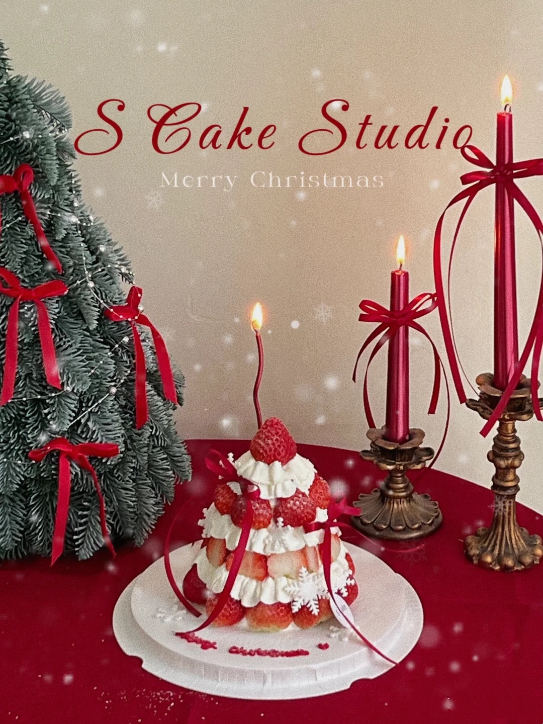 【草莓季】红色蝴蝶结草莓树蛋糕